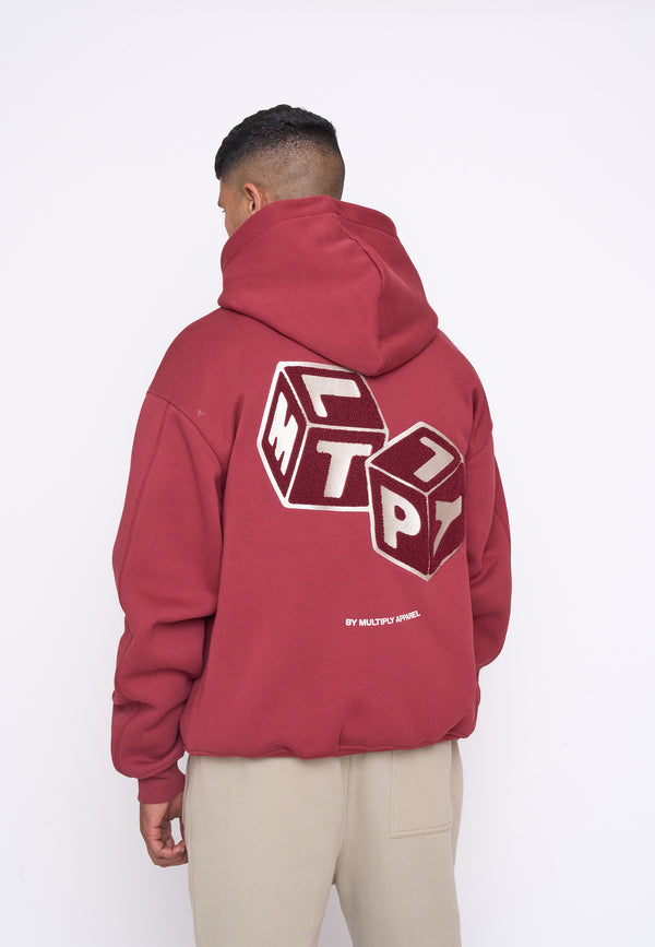 Multiply Spparel Oversize Zip Hoodie CUBES Ruby Wine Fabrikpreis