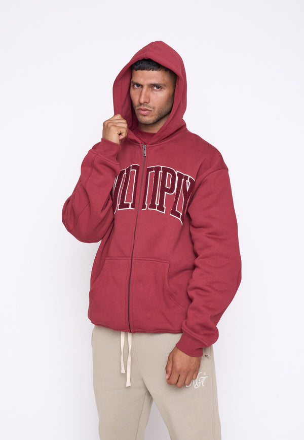 Multiply Spparel Oversize Zip Hoodie MAJOR Ruby Wine Sonderangebot