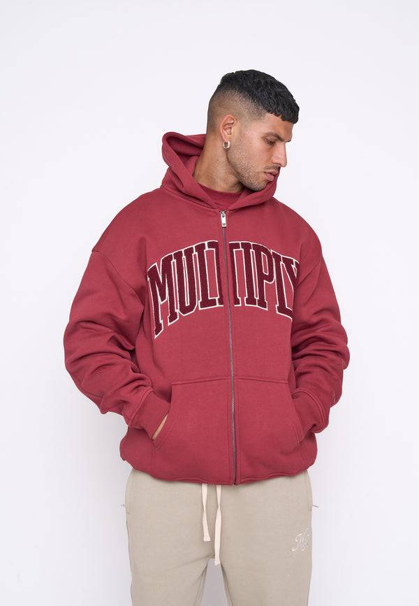 Multiply Spparel Oversize Zip Hoodie MAJOR Ruby Wine Sonderangebot