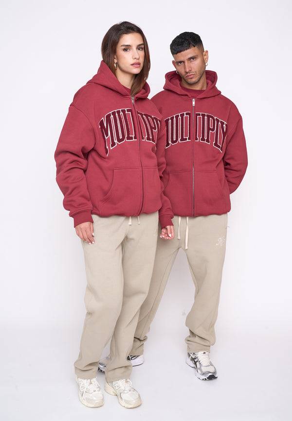 Multiply Spparel Oversize Zip Hoodie MAJOR Ruby Wine Sonderangebot