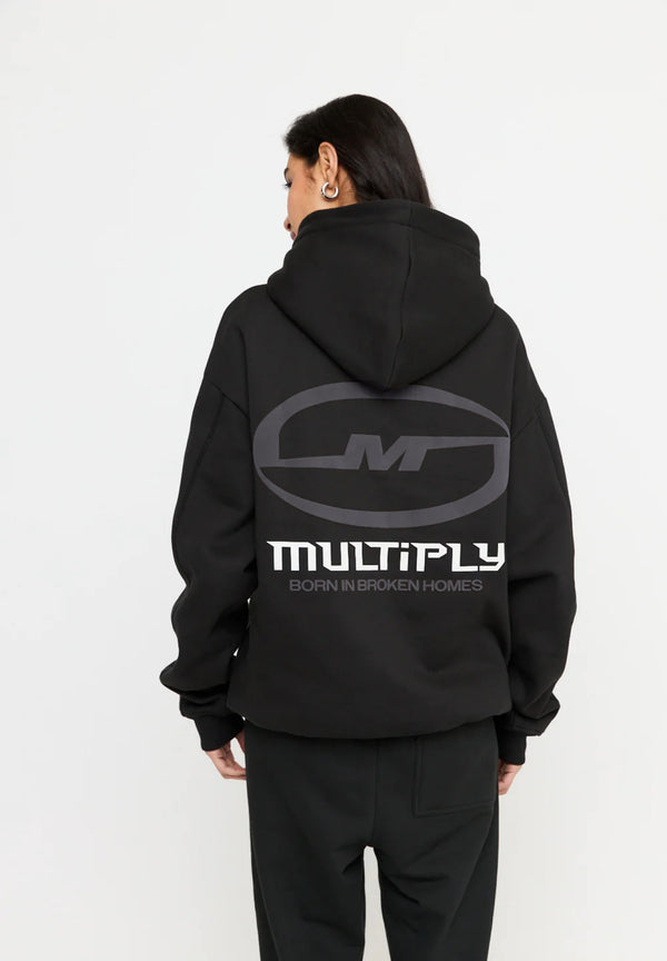 Multiply Spparel Oversize Hoodie BROKEN IDENTITY Black Soda Washed Preisnachlass