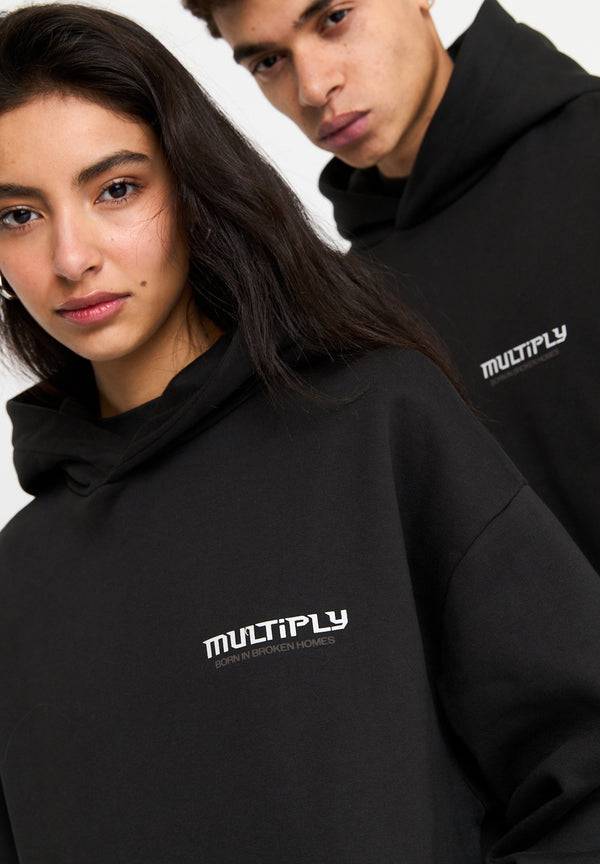 Multiply Spparel Oversize Hoodie BROKEN IDENTITY Black Soda Washed Preisnachlass