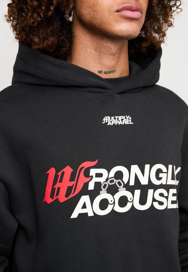 Multiply Spparel Oversize Hoodie INJUSTICE Black Soda Washed Große Rabatte