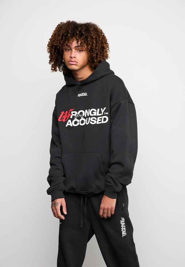 Multiply Spparel Oversize Hoodie INJUSTICE Black Soda Washed Große Rabatte