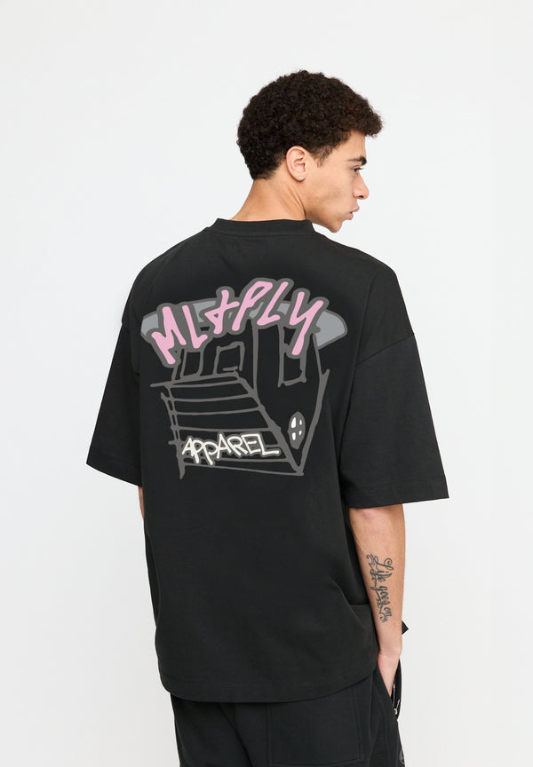 Multiply Spparel Oversize T-Shirt ISOLATION Black Soda Washed Kostenlose Rückgabe