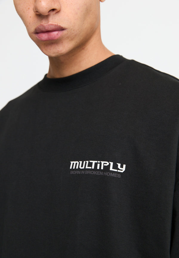 Multiply Spparel Oversize T-Shirt BROKEN IDENTITY Black Soda Washed Begrenzte Freigabe