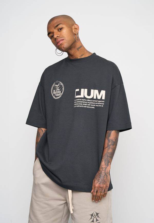 Multiply Spparel Oversize T-Shirt ROOTS Black Soda Washed Letzte 3 Tage