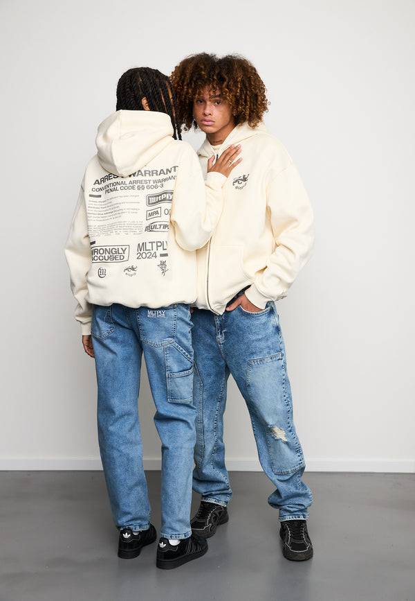 Multiply Spparel Oversize Zip Hoodie WARRANT Egret Letzte 2 Tage