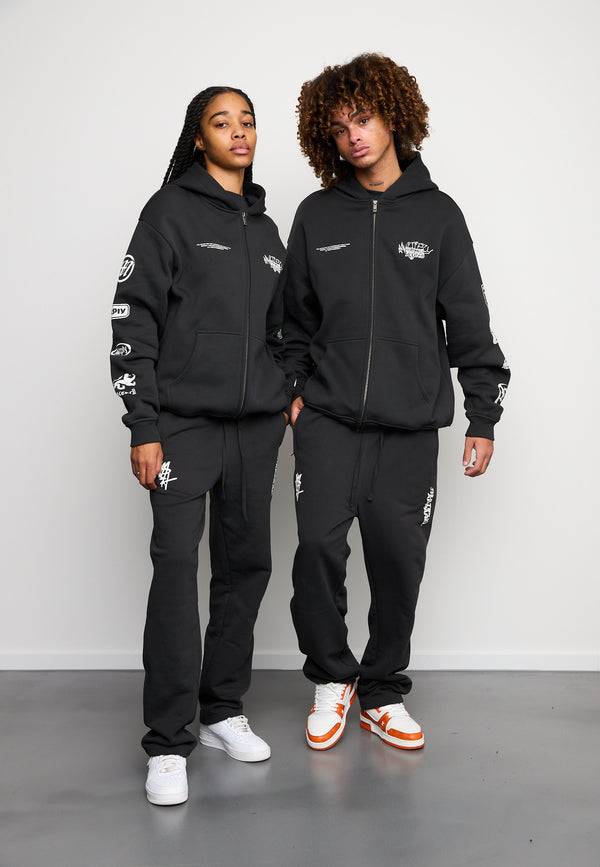 Multiply Spparel Oversize Zip Hoodie TRUTH Black Soda Washed Zeitbegrenzte Promotion