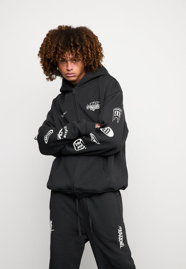 Multiply Spparel Oversize Zip Hoodie TRUTH Black Soda Washed Zeitbegrenzte Promotion