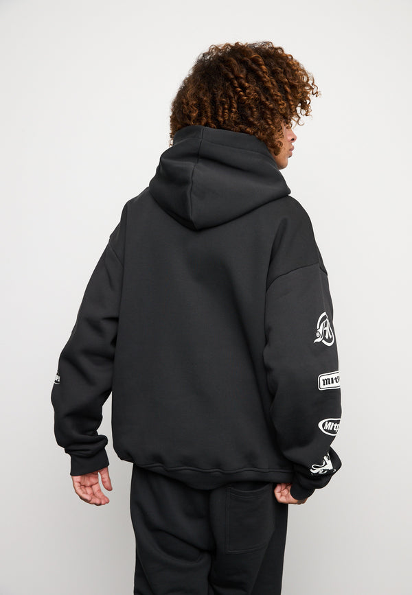 Multiply Spparel Oversize Zip Hoodie TRUTH Black Soda Washed Zeitbegrenzte Promotion