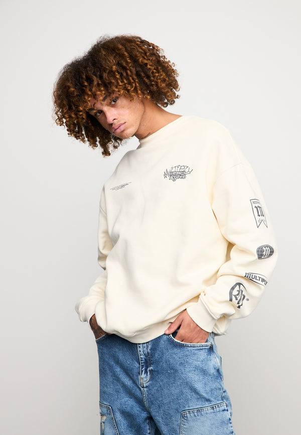 Multiply Spparel Oversize Sweatshirt TRUTH Egret Bis zu 65% Rabatt