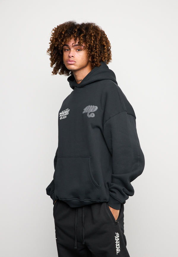 Multiply Spparel Oversize Hoodie FALSEHOOD Black Soda Washed Nur für heute