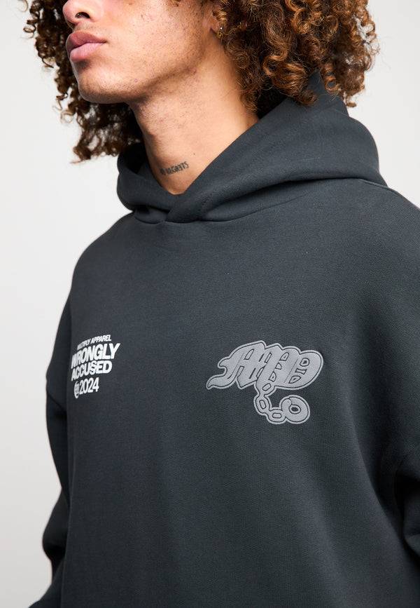 Multiply Spparel Oversize Hoodie FALSEHOOD Black Soda Washed Nur für heute