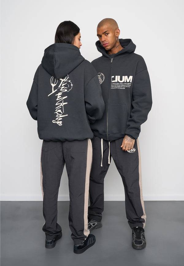 Multiply Spparel Oversize Zip Hoodie ROOTS Black Soda Washed Riesige Rabatte