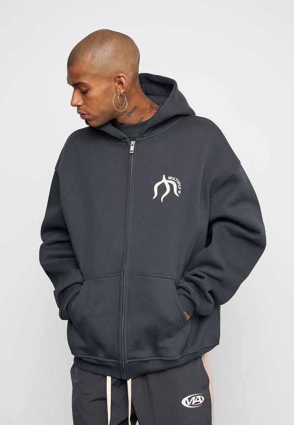 Multiply Spparel Oversize Zip Hoodie ORIGIN Black Soda Washed 50% Rabatt mit kostenlosem Versand