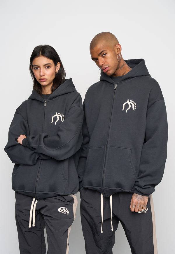 Multiply Spparel Oversize Zip Hoodie ORIGIN Black Soda Washed 50% Rabatt mit kostenlosem Versand