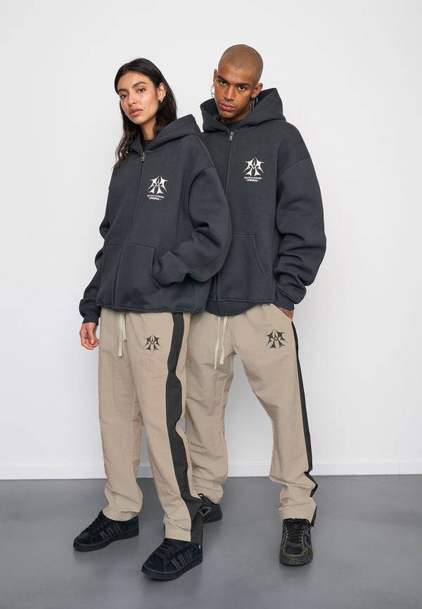 Multiply Spparel Oversize Zip Hoodie SKETCH Black Soda Washed Clearance-Verkauf