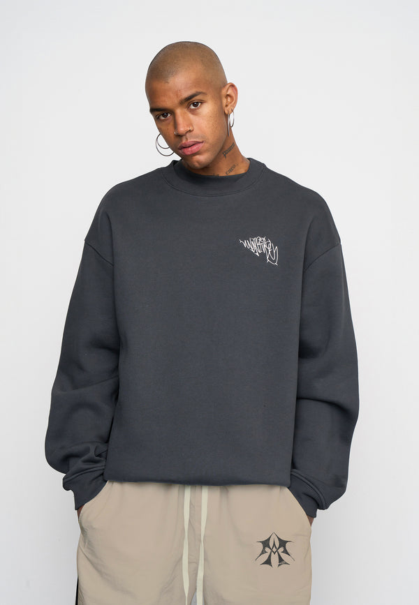 Multiply Spparel Oversize Sweatshirt THORNES Black Soda Washed Kostenloser Versand international