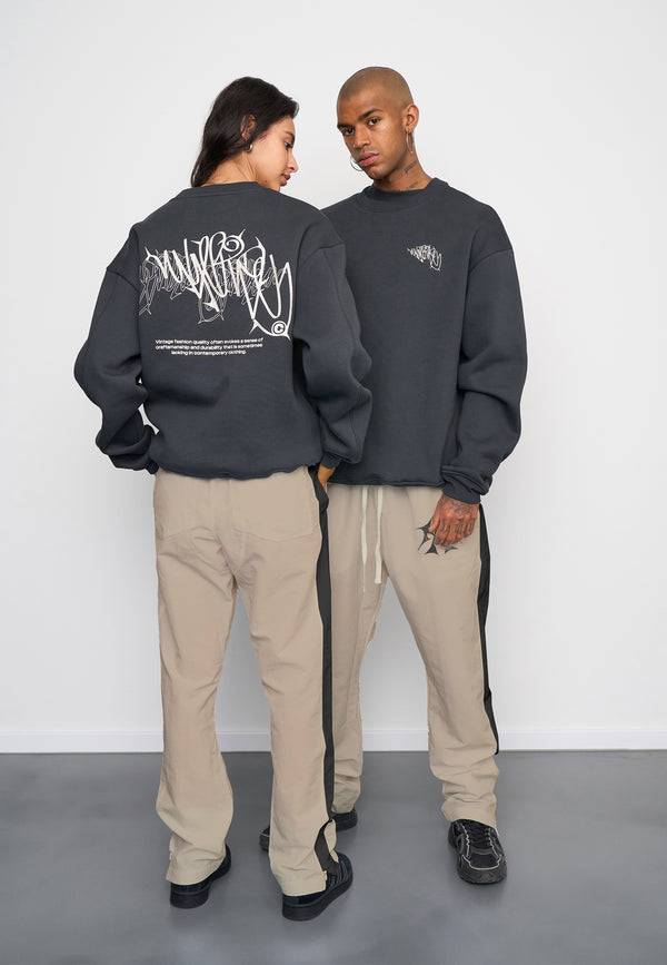 Multiply Spparel Oversize Sweatshirt THORNES Black Soda Washed Kostenloser Versand international