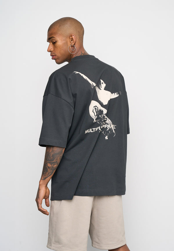 Multiply Spparel Oversize T-Shirt KICKFLIP Black Soda Washed Fabrikladen