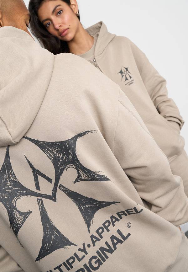 Multiply Spparel Oversize Zip Hoodie SKETCH Vintage Khaki Black Friday Preise