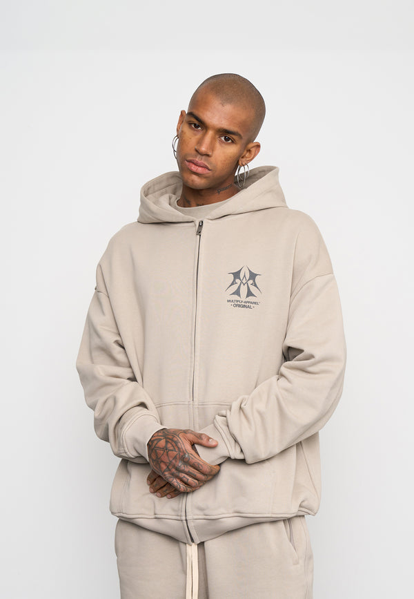 Multiply Spparel Oversize Zip Hoodie SKETCH Vintage Khaki Black Friday Preise