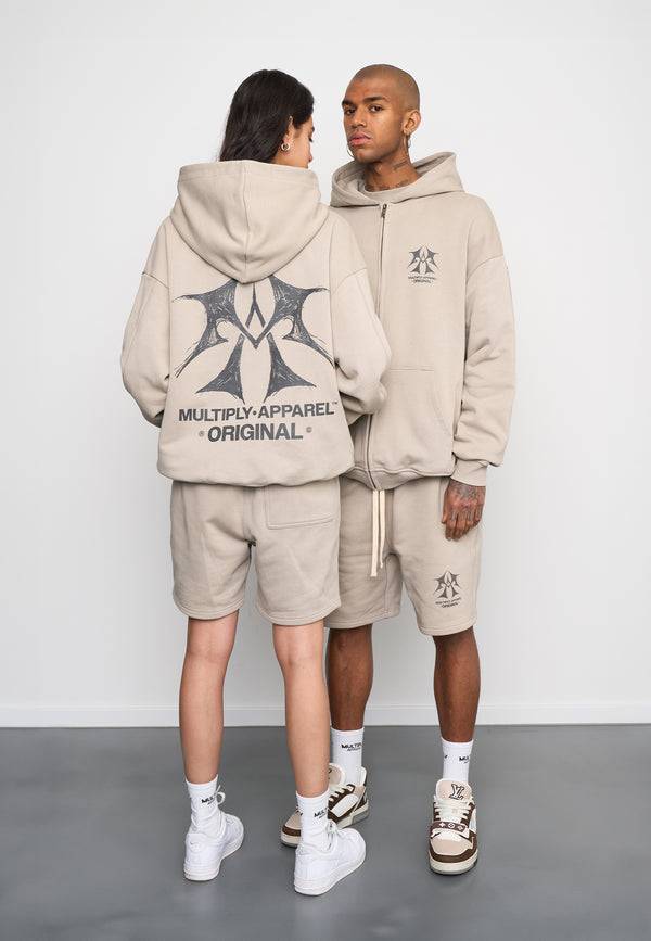 Multiply Spparel Oversize Zip Hoodie SKETCH Vintage Khaki Black Friday Preise