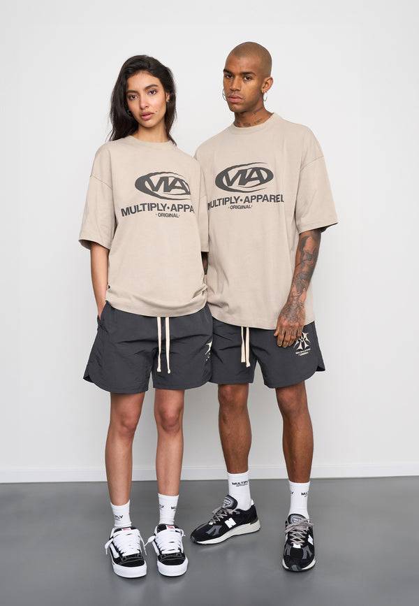 Multiply Spparel Oversize T-Shirt GRIND Vintage Khaki Im Verkauf