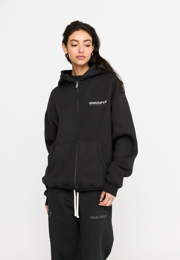 Multiply Spparel Oversize Zip Hoodie BROKEN IDENTITY Black Soda Washed 2025
