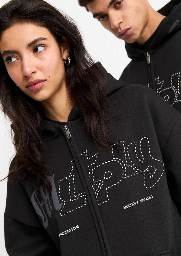 Multiply Spparel Oversize Zip Hoodie LONELINESS Black Soda Washed Online