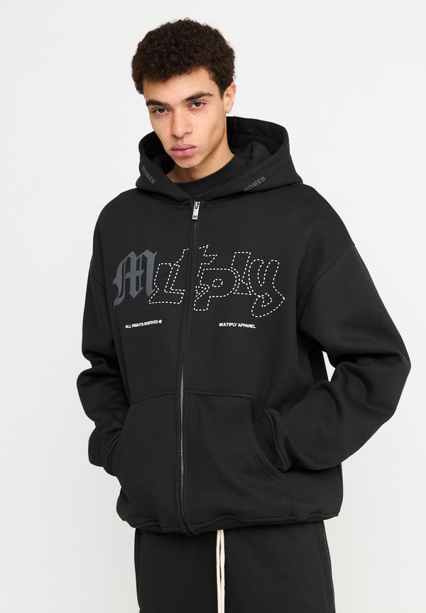 Multiply Spparel Oversize Zip Hoodie LONELINESS Black Soda Washed Online