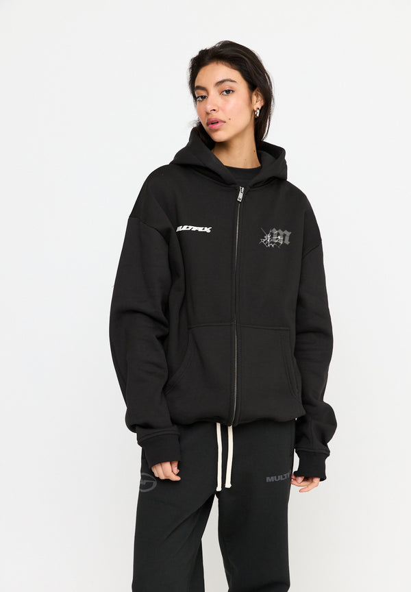 Multiply Spparel Oversize Zip Hoodie CUSTODY Black Soda Washed Auslauf