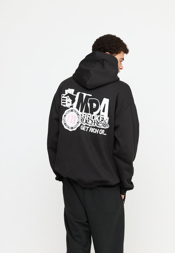 Multiply Spparel Oversize Hoodie SEPARATION Black Soda Washed Verkauf