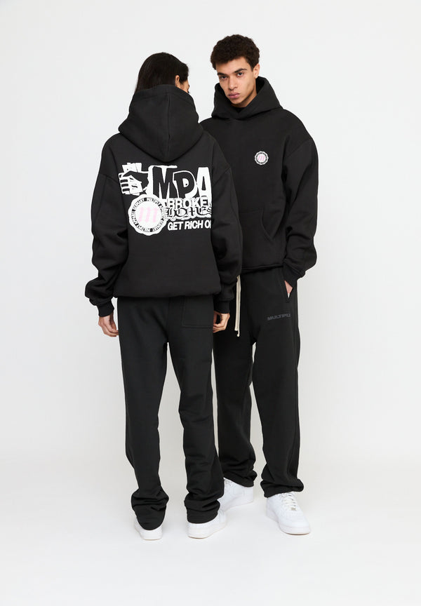 Multiply Spparel Oversize Hoodie SEPARATION Black Soda Washed Verkauf