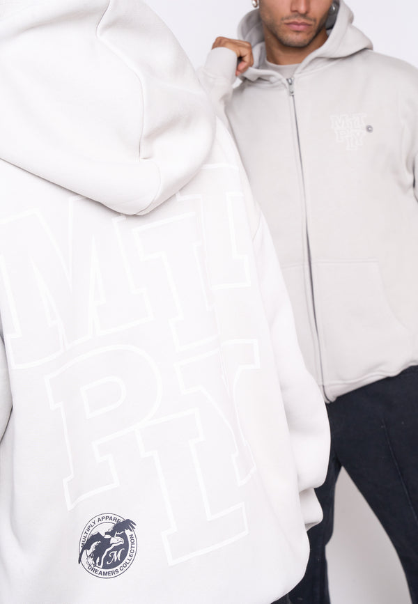 Multiply Spparel Oversize Zip Hoodie LIBRARY Dove Fabrikverkauf