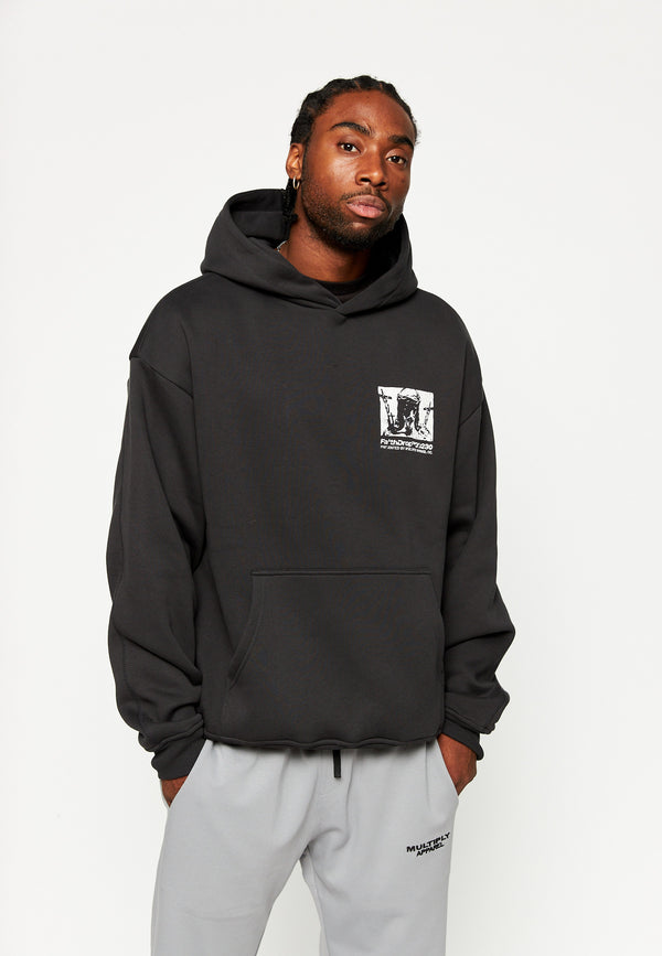 Multiply Spparel Oversize Hoodie HEAVY BURDEN Black soda Washed Kostenloser Versand