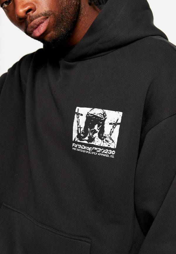 Multiply Spparel Oversize Hoodie HEAVY BURDEN Black soda Washed Kostenloser Versand