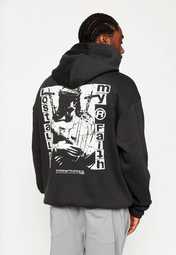 Multiply Spparel Oversize Hoodie HEAVY BURDEN Black soda Washed Kostenloser Versand
