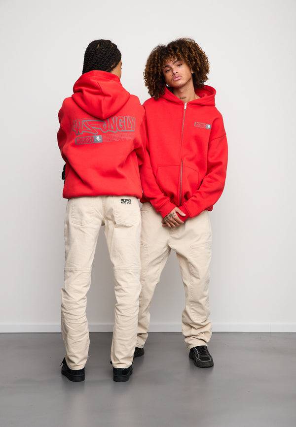 Multiply Spparel Oversize Zip Hoodie PAROLE Flame Scarlet Saisonschlussverkauf
