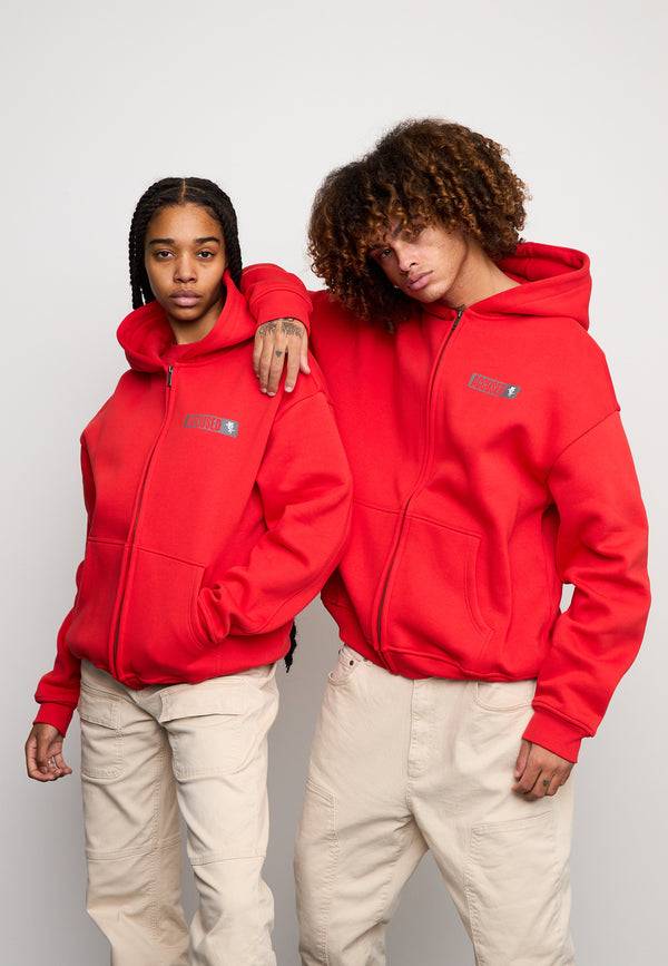 Multiply Spparel Oversize Zip Hoodie PAROLE Flame Scarlet Saisonschlussverkauf