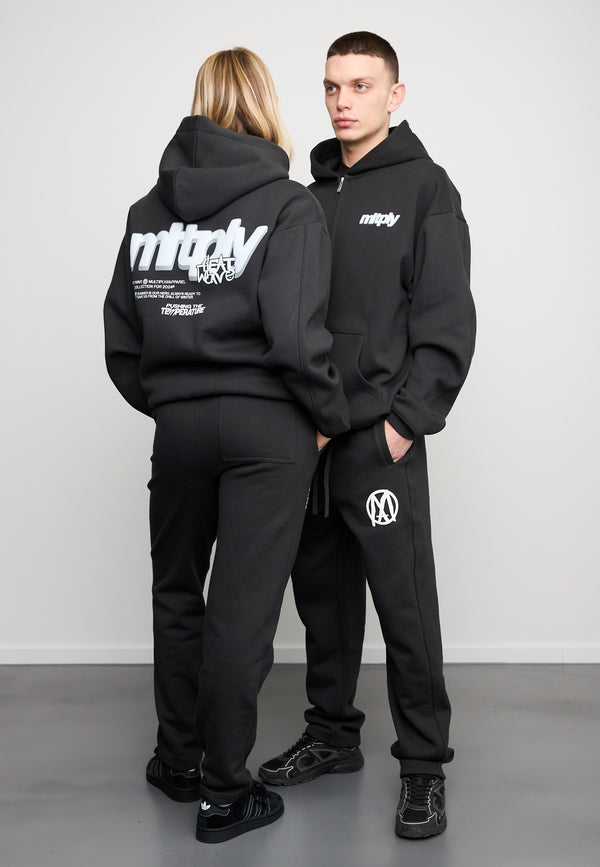 Multiply Spparel Oversize Zip Hoodie HEAT Black Soda Washed Vatertagsangebot