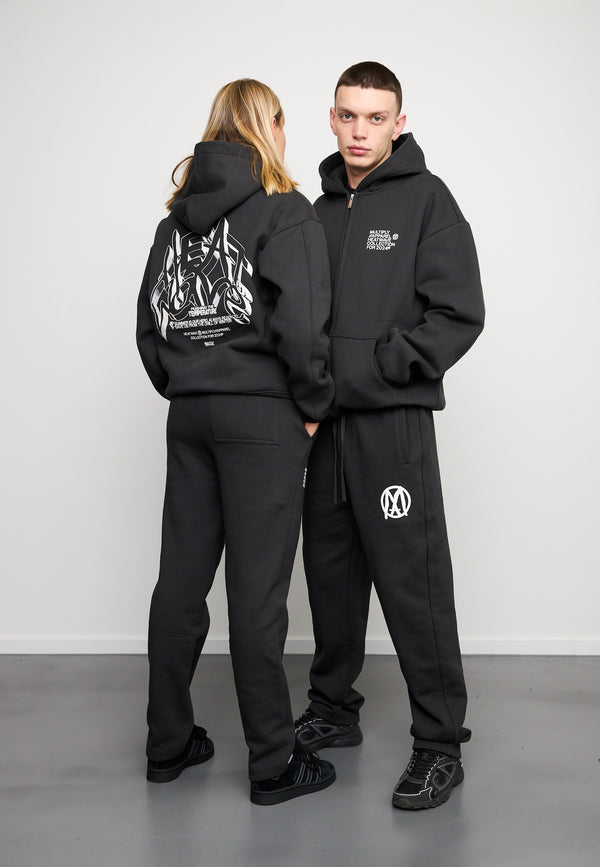 Multiply Spparel Oversize Zip Hoodie TEMPERATURE Black Soda Washed Valentinstagsangebot
