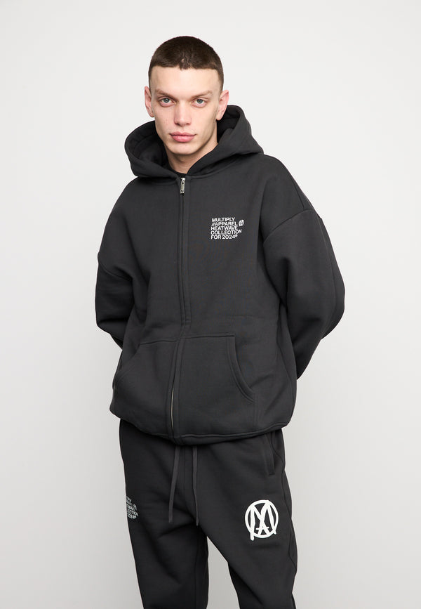 Multiply Spparel Oversize Zip Hoodie TEMPERATURE Black Soda Washed Valentinstagsangebot