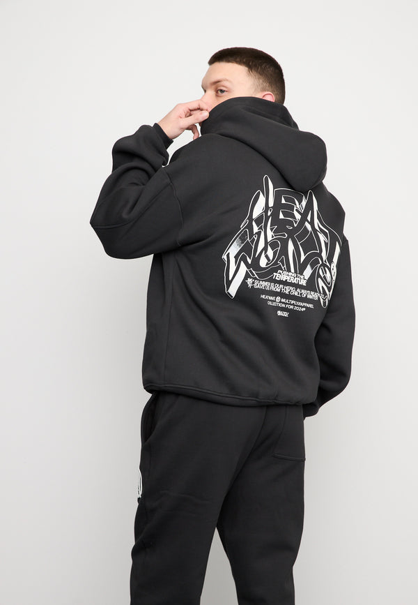 Multiply Spparel Oversize Zip Hoodie TEMPERATURE Black Soda Washed Valentinstagsangebot