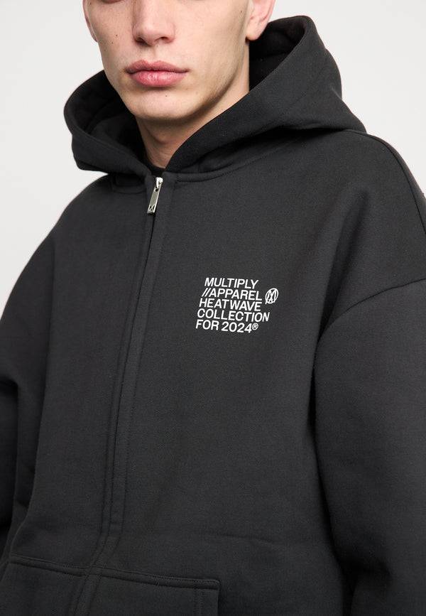 Multiply Spparel Oversize Zip Hoodie TEMPERATURE Black Soda Washed Valentinstagsangebot
