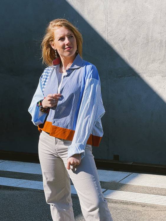 Nonoi Studio Blouson // Blau + Orange // Onesize Letzte 3 Tage