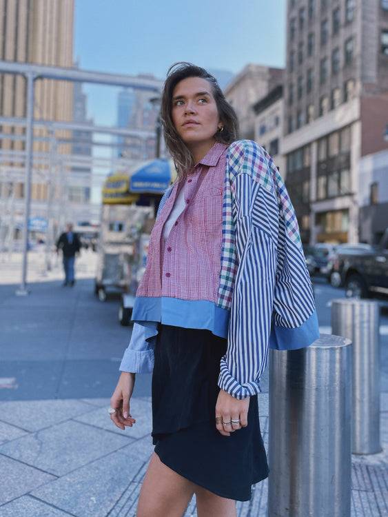 Nonoi Studio Blouson // Blau + Rot // Onesize Zeitbegrenzte Promotion