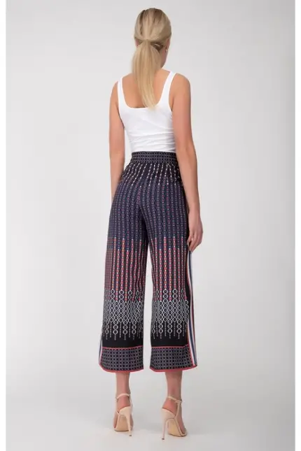 Recover Pants Weichfließende Sommerhose in marine/rot/weiß/braun Artikelnummer REC-13010-3921-430 Großer Ausverkauf