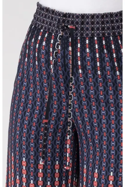 Recover Pants Weichfließende Sommerhose in marine/rot/weiß/braun Artikelnummer REC-13010-3921-430 Großer Ausverkauf